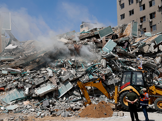 Building debris from rocket attack Building debris from rocket attack